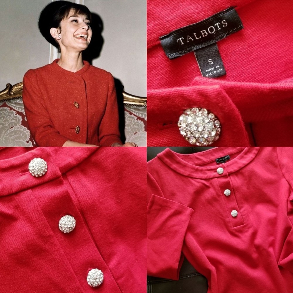 Talbots Crystal Button Top Small - image 3